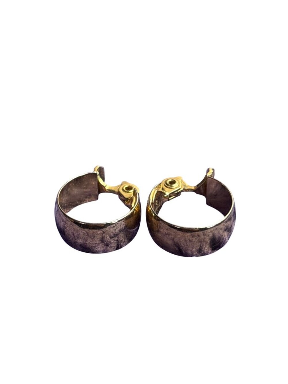 Vintage Goldtone Hoop Clip On Earrings 0.75 inch